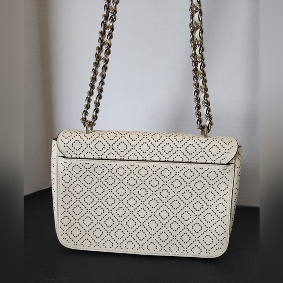 Tory Burch Robinson Perforated Convertible Crossbody Shoulder Bag, White, EUC - Picture 3 of 11